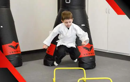 Karate students building confidence and motor skills