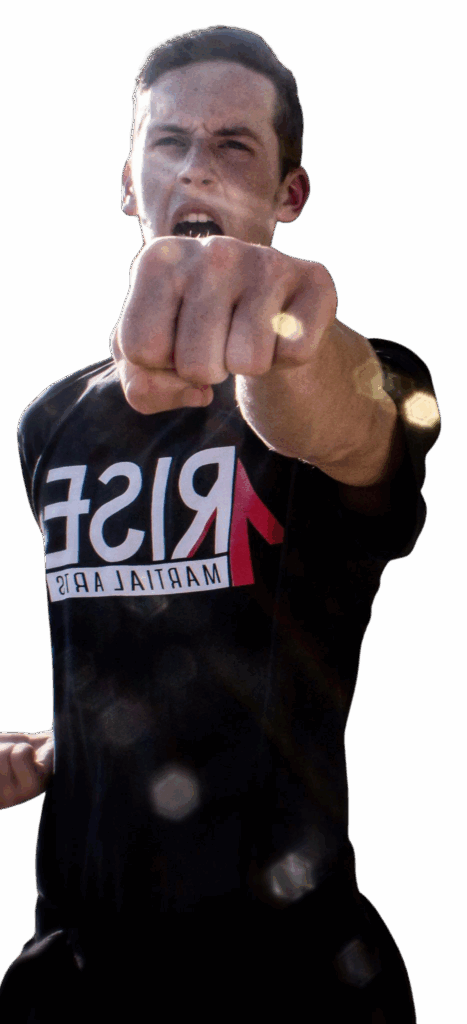 Karate punch at rise