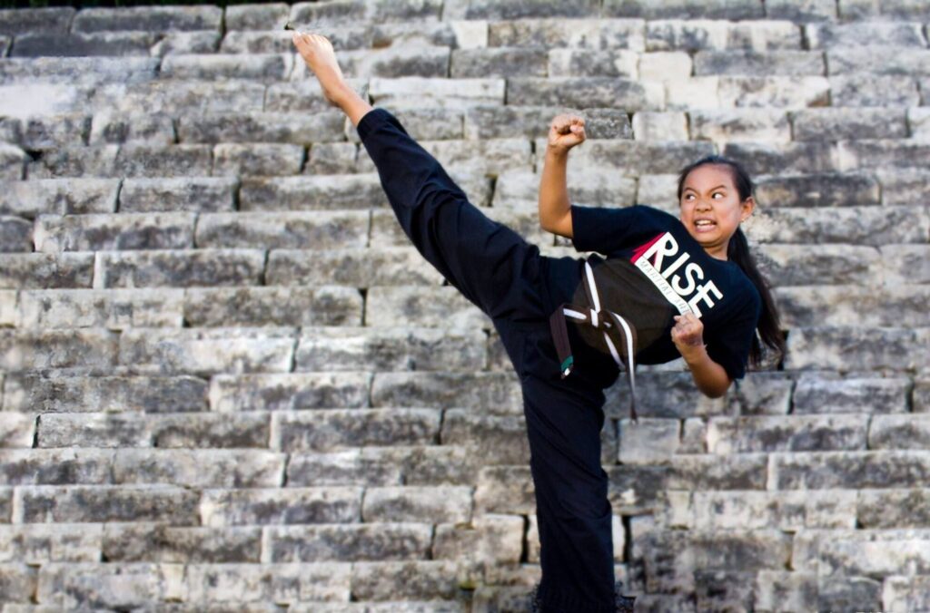 High Karate kick by a girl in pflugerville, TX